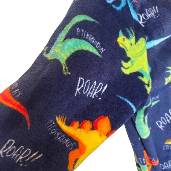 Giggling Getup Kids Dinosaur Hooded Plush Robe Blue Size L - Picture 5 of 11